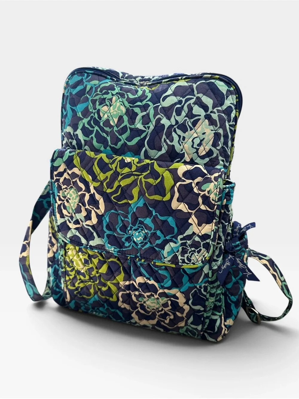 Vera Bradley Retired Katalina Blues Floral Quilted Backpack Book Bag